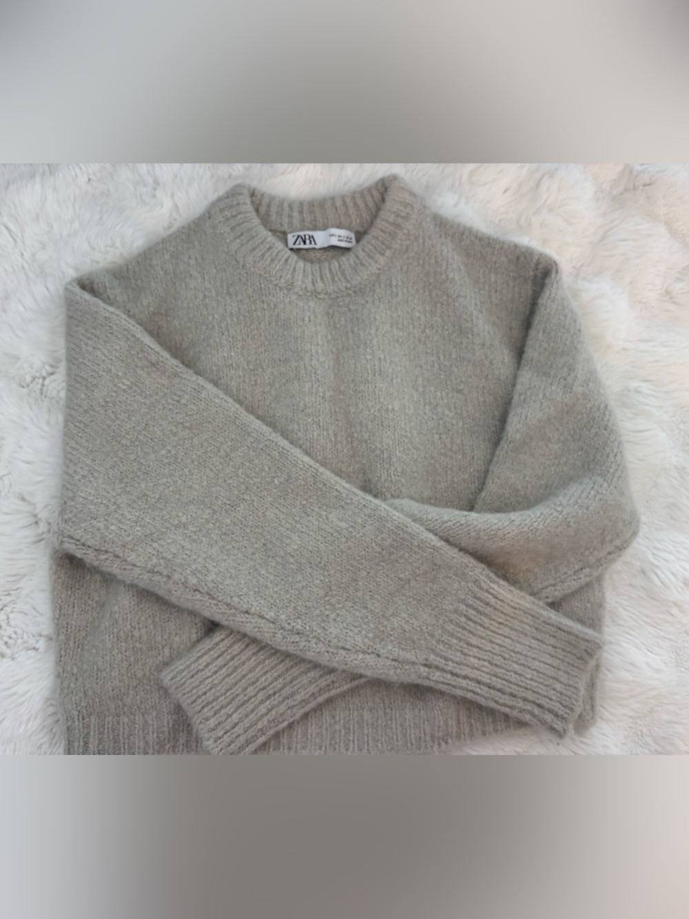 Zara Light Cream Crewneck Sweater